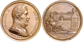 Frankreich. 
Charles X. 1824-1830. Bronzemedaille o.J. (v. Michaut) auf seinen Besuch in Versailles. Wurzbach&nbsp;4319. übl. Stempelfehler im Rand 5...