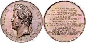 Frankreich. 
Louis Philippe I. 1830-1848. Bronzemedaille 1841 (v. Barre) auf die Pont de Beziers. 51,2&nbsp;mm, 61,76&nbsp;g. . 
vz-st