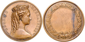 Frankreich. 
Napoleon III. 1852-1870. Bronzemedaille 1870 (v. Bovy) auf Kaiserin Eugenie, i. Rd: Füllhorn BRONZE. etwas fleckig, kl. Rf. 51,3&nbsp;mm...