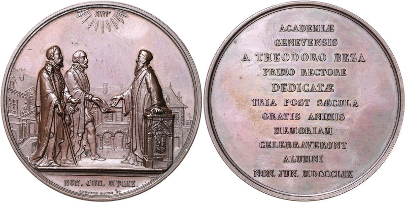 Schweiz-Genf, Stadt. 
Bronzemedaille 1859 (v. Bovet) auf das 300-jährige Jubilä...