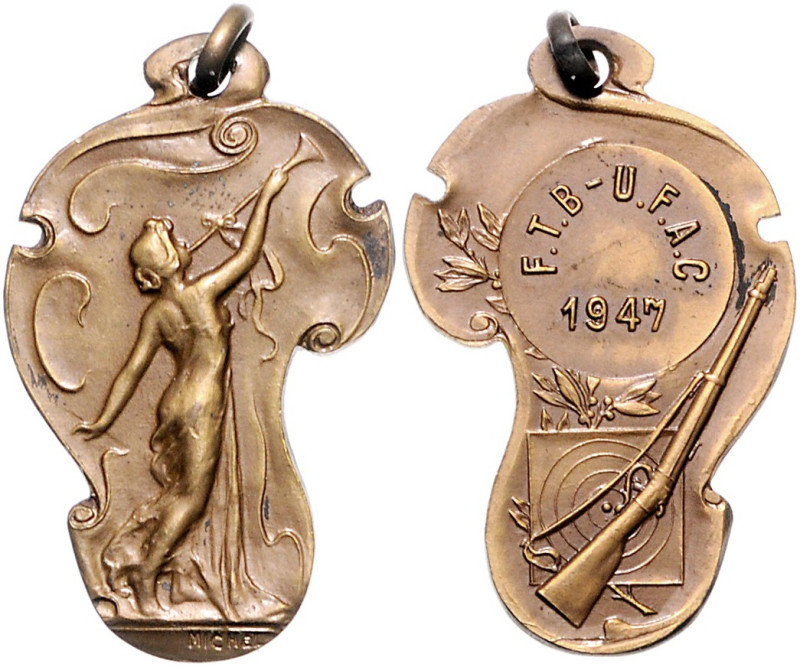 Jugendstil. 
Bronzeanhänger 1947 (v. Michel) Schießprämie im Jugendstil, obwohl...