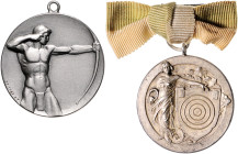 Schützenmedaillen. 
Lots. 
Lot von 2 Stücken: FLÖRSHEIM am Main - Versilberte Medaille 1931 auf das 25-jährige Jubiläum der Schützengesellschaft (vz...