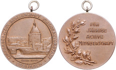 Schützenmedaillen. 
Esslingen. 
Bronzemedaille o.J. (v. Beh) Prämie für ()-jährige active Mitgliedschaft in der Zimmerschützengesellschaft Pliensauv...