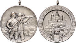 Schützenmedaillen. 
Hechingen. 
Versilberte Bronzemedaille 1922 (v. M.&W.) auf das 17. Schwarzwaldgau-Verbandsschießen. Kaiser&nbsp;6b. mit Öse 39,3...