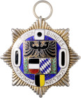 Schützenmedaillen. 
München. 
Schützenstern 1906 des 15. Deutschen Bundesschießens, teilemailliert und vergoldet, rückseitig Herstellerpunze: Juweli...