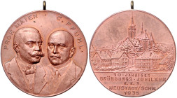 Schützenmedaillen. 
Neustadt. 
Bronzemedaille 1935 auf das 10-jährige Gründungsjubiläum des 'K.K.S.'. mit Öse 40,3&nbsp;mm, 26,24&nbsp;g. . 
vz...