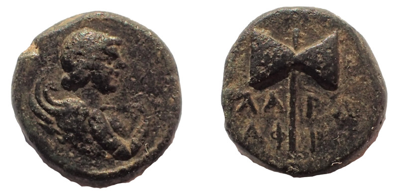 Caria, Aphrodesias & Plarasa, 1st century BC. Chalkous Ae 12 mm, 2.62 gm. Obv: W...