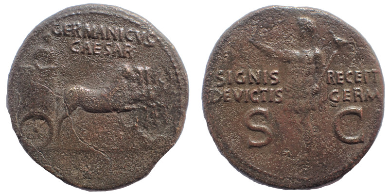 Germanicus, died 19. Dupondius Ae 29 mm. 15.2 gm. Rome, struck under Gaius (Cali...