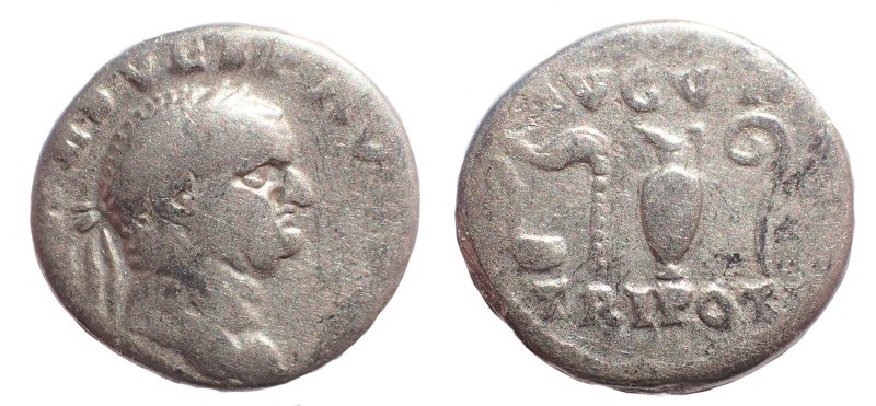 Vespasian (69-79). Ar Denarius. 17 mm. 3.0 gm. Rome mint. Obv: IMP CAES VESP AVG...