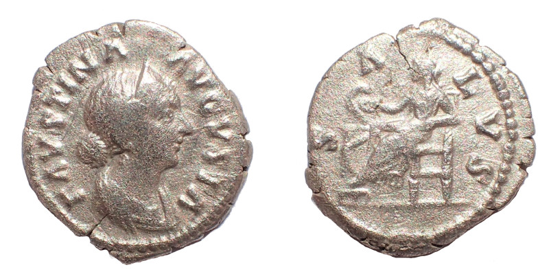 Faustina Junior. Augusta, AD 147-175. AR Denarius 18 mm. 3.2 gm. Rome mint. Stru...