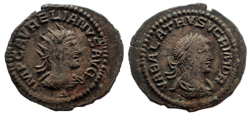 Aurelian, with Vabalathus. AD 270-275. Antoninianus 23 mm. 3.2 gm. Antioch mint,...