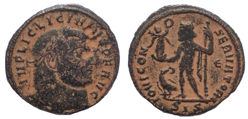 Licinius I, 308-324 AD. Æ Follis, 22 mm. 3.1 gm. Siscia mint. Struck 313 AD. Obv...