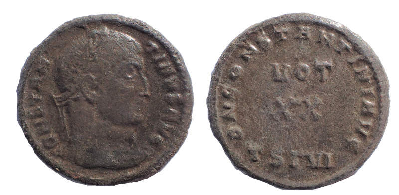 Constantine I. 307-337 AD. Æ Follis 20 mm. 3.6 gm. Thessalonica mint. Struck 320...