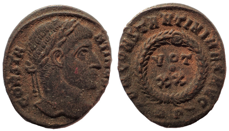 Constantine I Æ Nummus. Siscia, AD 320. 18 mm. 3.1 gm. Obv: CONSTANTINVS AVG, la...