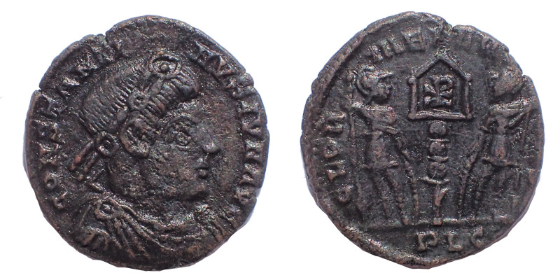 Constantinus II AD 337-340. Struck AD 337-340. Lyon Follis Æ 15 mm. 1.5 gm. Obv:...