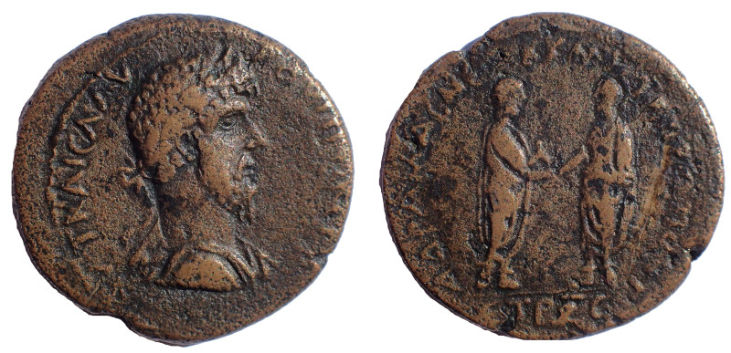 Pontus, Amasia. Lucius Verus ad 161-169. Æ 33 mm., 21.7 gm. Obv: Laureate, drape...