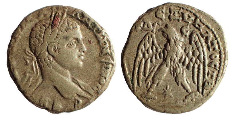 Seleucis and Pieria. Elagabalus. AD 218-222. AR Tetradrachm, 24 mm, 11.8 gm. Obv...
