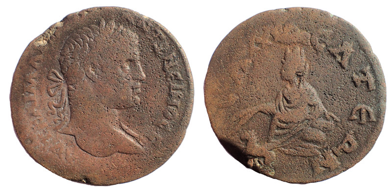 Commagene, Samosata. Elagabalus, AD 218-222. AE 32 mm, 20.83 gm. Obv: Laureate h...
