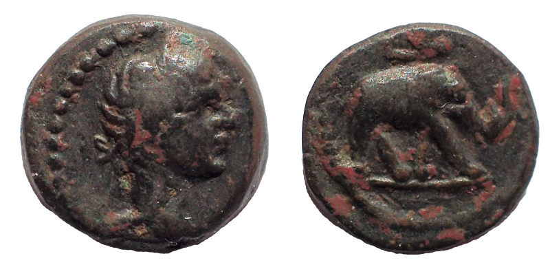 Egypt, Alexandria. Trajan AD 98-117. Dichalcon. 103-104 (year 7) Ae 12 mm. 1.9 g...