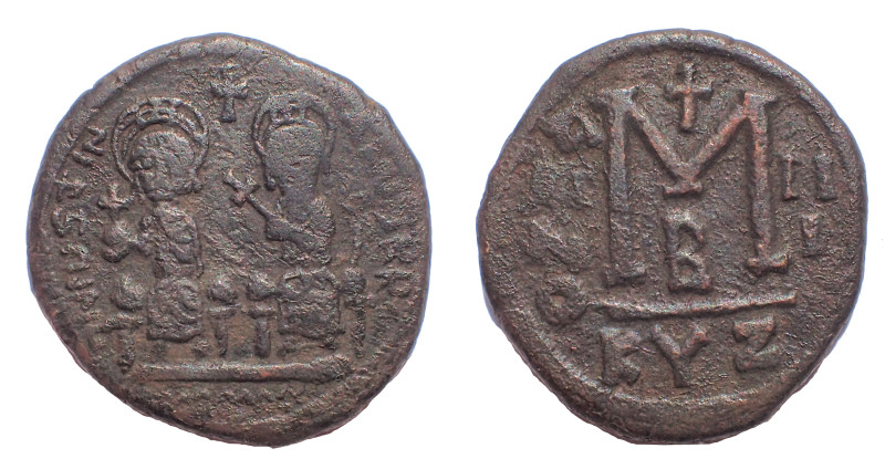 Justin II, with Sophia. 565-578. Æ Follis 30 mm. 14.8 gm. Cyzicus mint, 2nd offi...