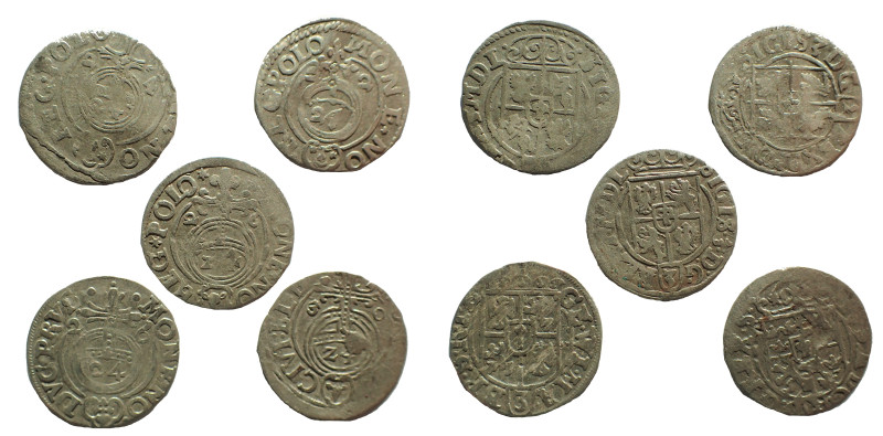 Lot of 5 Polish–Lithuanian Commonwealth, Sigismund III Vasa (1587-1632) Silver P...