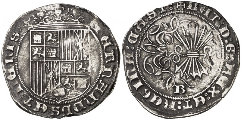 Reyes Católicos. Burgos. 1 real. (Cal. 285 var). 2,92 g. El nombre de la reina d...
