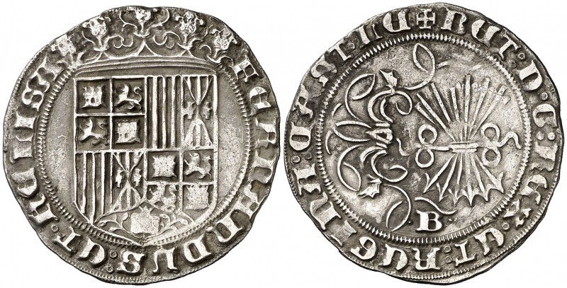 Reyes Católicos. Burgos. 1 real. (Cal. 285 var). 3,01 g. El nombre de la reina d...