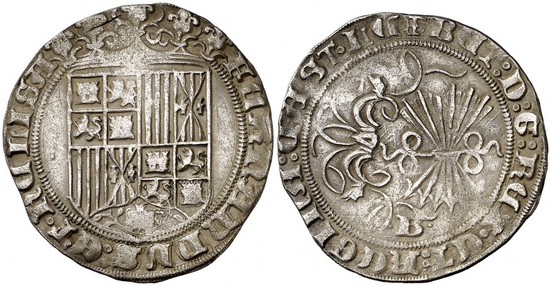 Reyes Católicos. Burgos. 1 real. (Cal. 285 var). 3,36 g. El nombre de la reina d...