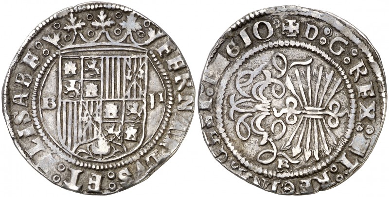 Reyes Católicos. Burgos. 2 reales. (Cal. 225, mismo ejemplar). 6,81 g. Flan gran...