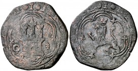 Reyes Católicos. Cuenca. 4 maravedís. (Cal. tipo 269, falta var) (Seb. 290). 6,36 g. Cáliz como inicio leyendas. BC/BC+.