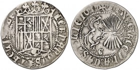 Reyes Católicos. Granada. 1 real. (Cal. 317 var). 3,20 g. Letras G invertidas. MBC-.