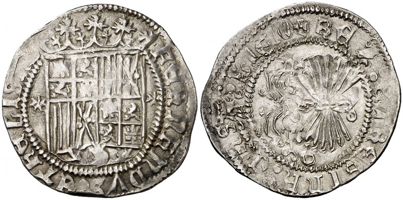 Reyes Católicos. Granada. 1 real. (Cal. 318 var). 3,38 g. Doble acuñación en rev...