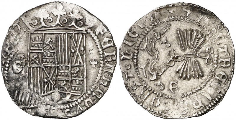 Reyes Católicos. Granada. 1 real. (Cal. 324). 3,39 g. Ligera doble acuñación. MB...