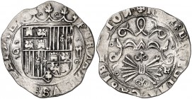 Reyes Católicos. Granada. 2 reales. (Cal. tipo 198, falta var). 6,62 g. Águilas en las armas de Sicilia afrontadas. MBC.