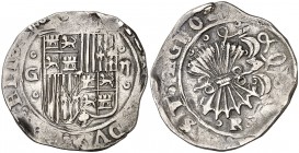 Reyes Católicos. Granada. 2 reales. (Cal. tipo 198, falta var). 6,71 g. MBC-.