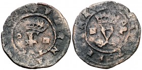 Reyes Católicos. Segovia. 1 blanca. (Cal. tipo 277, falta var) (Seb. 705). 1,51 g. Rara. MBC-.