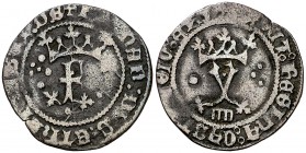 Reyes Católicos. Segovia. 1 blanca. (Cal. tipo 277, falta var) (Seb. 676) (López B-132, mismo ejemplar). 1 g. Rara. MBC-.