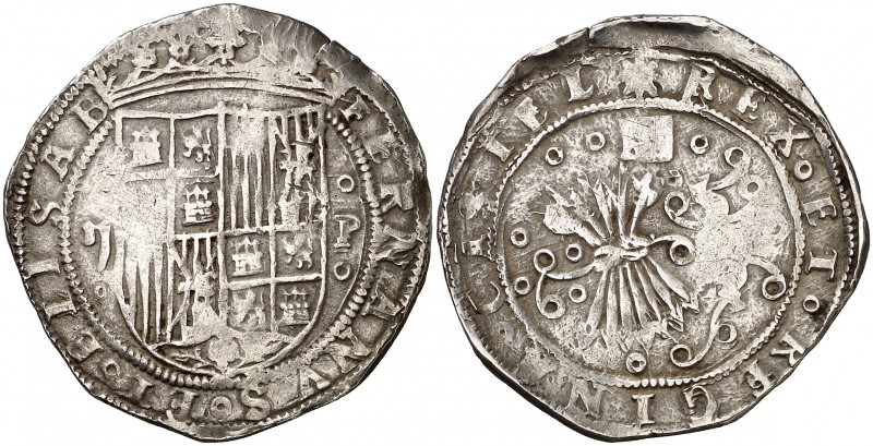 Reyes Católicos. Segovia. 2 reales. (Cal. 258). 6,78 g. Haz de 7 flechas y 5 emp...
