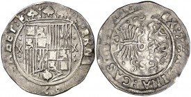 Reyes Católicos. Sevilla. 1 real. (Cal. 373 var). 3,32 g. Escasa. MBC-.