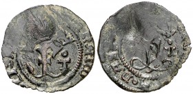 Reyes Católicos. Toledo. 1 blanca. (Cal. tipo 286, falta var) (Seb. 863). 0,99 g. Doblada. BC+.