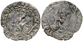 Reyes Católicos. Toledo. 1 blanca. (Cal. 678) (Seb. 866 var). 0,71 g. Roeles en los adornos de la F y flores en los de la Y. BC+.