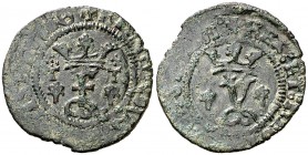Reyes Católicos. Toledo. 1 blanca. (Cal. tipo 286, falta var) (Seb. 870). 1,38 g. Muy rara. MBC-.