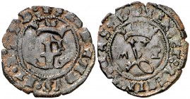 Reyes Católicos. Toledo. 1 blanca. (Cal. 682) (Seb. 836). 1,35 g. Adorno de la Y a izquierda. MBC.