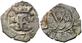 Reyes Católicos. Toledo. 1 blanca. (Cal. tipo 286, falta var) (Seb. 830). 0,96 g. Cospel irregular. Rara. (MBC/MBC+).