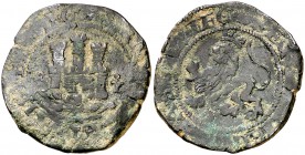 Reyes Católicos. Toledo. 2 maravedís. (Cal. tipo 285, falta var) (Seb. 819). 4,60 g. Rara. BC+/MBC-.
