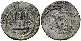 Reyes Católicos. Toledo. 2 maravedís. (Cal. 663 var) (Seb. 811 var). 4,45 g. Sobre castillo roel. MBC-.