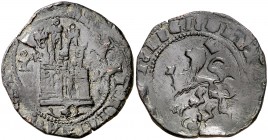 Reyes Católicos. Toledo. 2 maravedís. (Cal. 660) (Seb. 775 var). 4,71 g. Sin el nombre de los reyes. Sobre el castillo . Sobre la ceca roel. MBC-.