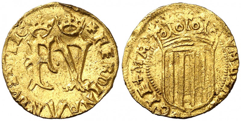 Reyes Católicos. Valencia. 1/2 ducado. (Cal. 176) (Cru.C.G. 3123 var). 1,75 g. S...