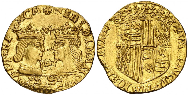 Reyes Católicos. Valencia. Ducado. (Cal. 165) (Cru.C.G. 3115i var). 3,52 g. Coro...