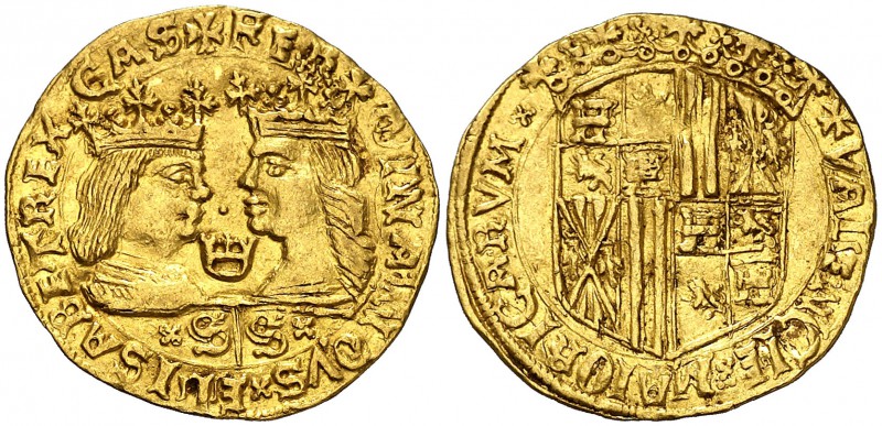 Reyes Católicos. Valencia. Ducado. (Cal. 165) (Cru.C.G. 3115i var). 3,51 g. Coro...